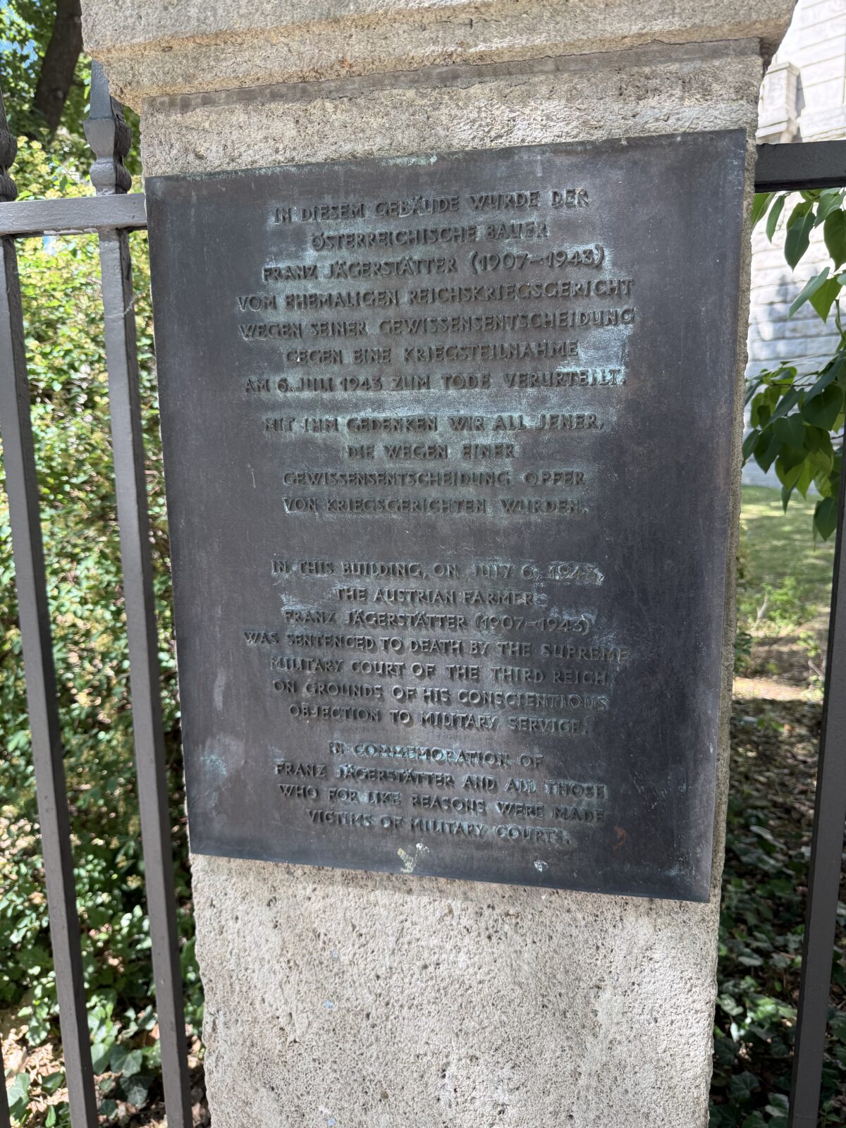 Jägerstätter's plaque